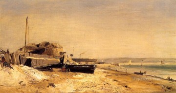 風景 Painting - Sainte Adresse2 印象派の船の海景 Johan Barthold Jongkind Beach